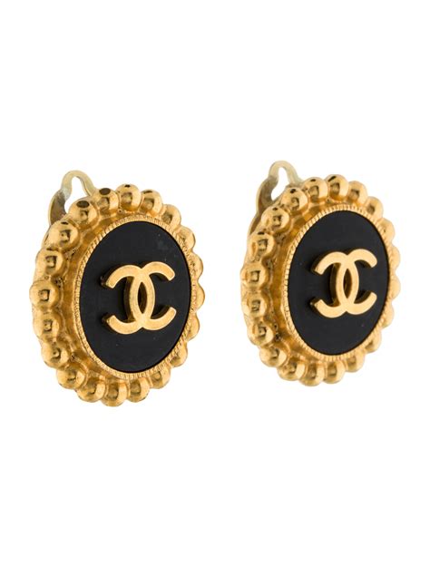 chanel button earrings